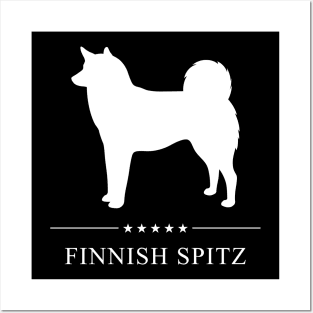 Finnish Spitz Dog White Silhouette Posters and Art